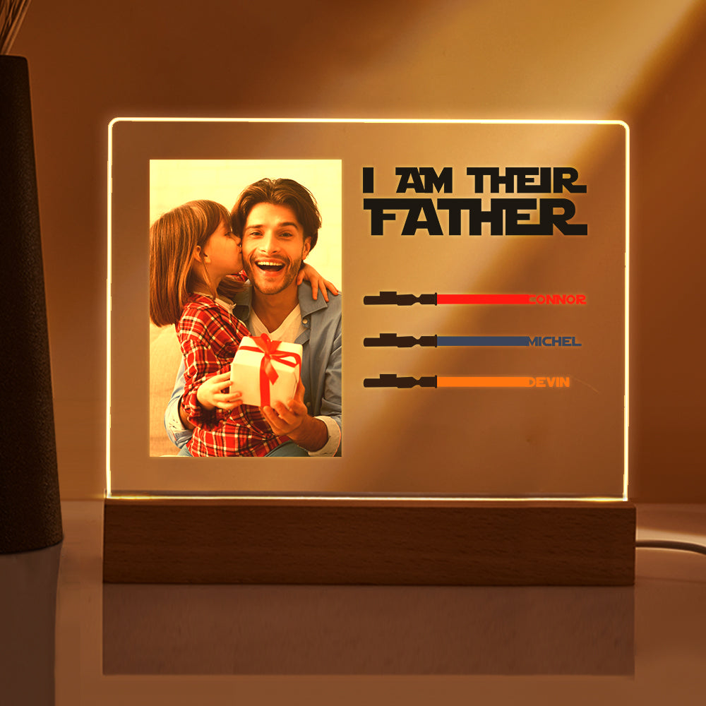 Personalized I Am Their Father Night Light Photo Acrylic Light Saber Plaque Father's Day Gifts - soufeelus