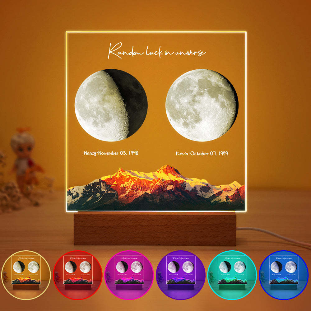 Custom Birth Moon Night Light Personalized Moon Phases LED Light for Birthday Anniversary Gifts - soufeelus