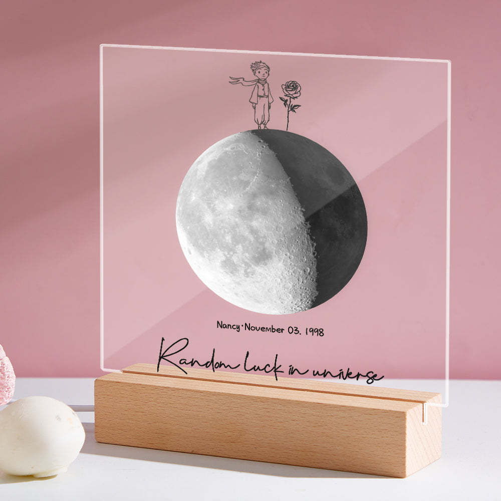 Custom Birth Moon Night Light Personalized Moon Phases LED Light for Birthday Anniversary Gifts - soufeelus