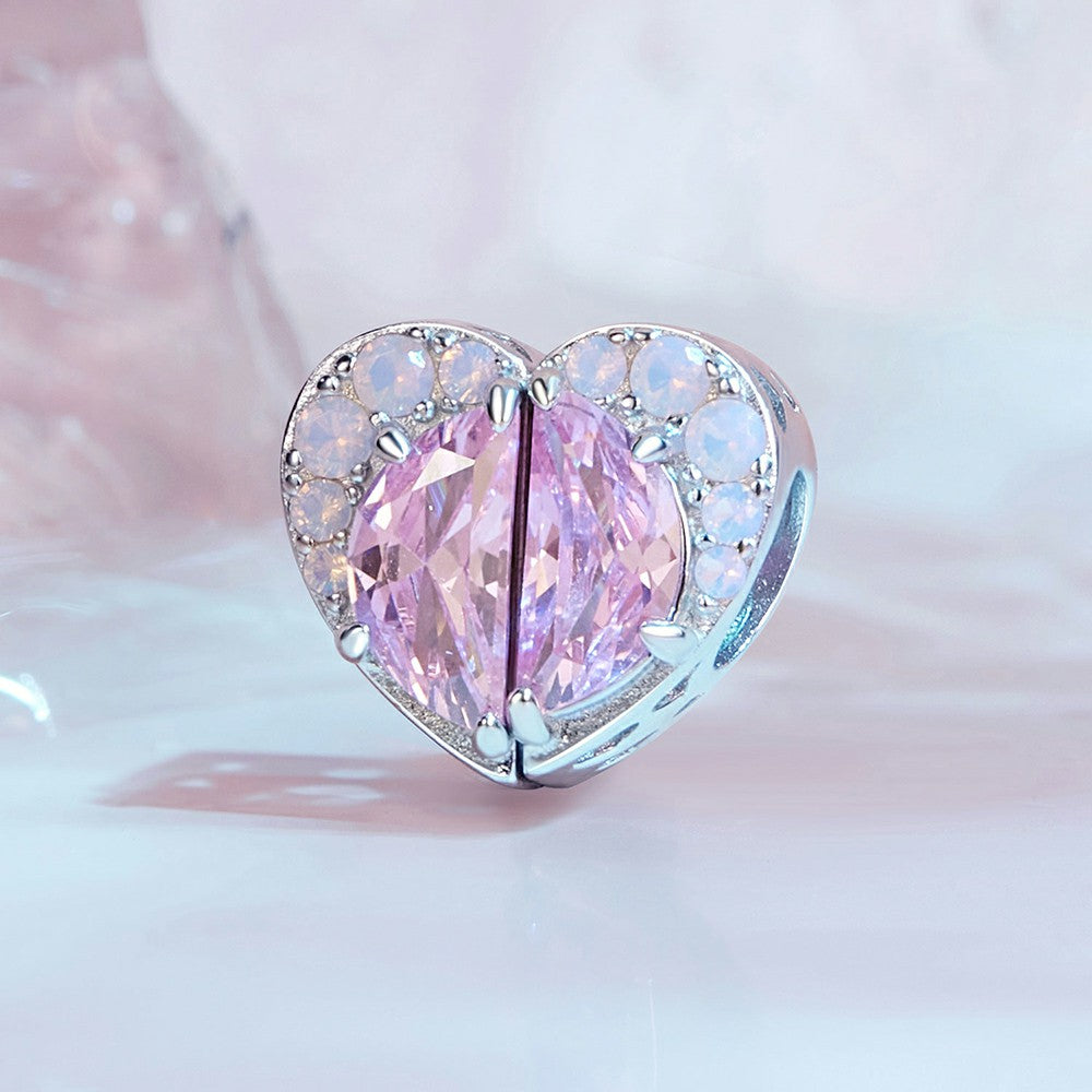 pink diamond heart charm 925 sterling silver xs1954