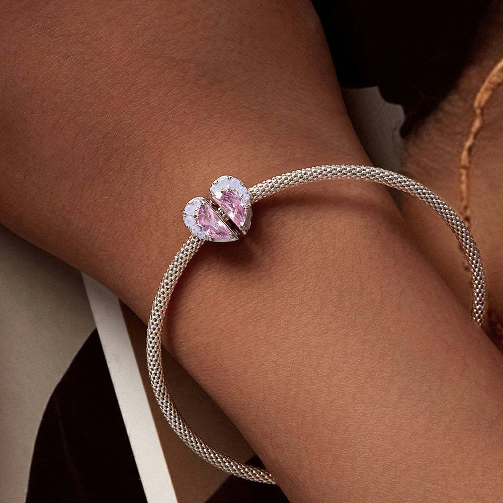 pink diamond heart charm 925 sterling silver xs1954