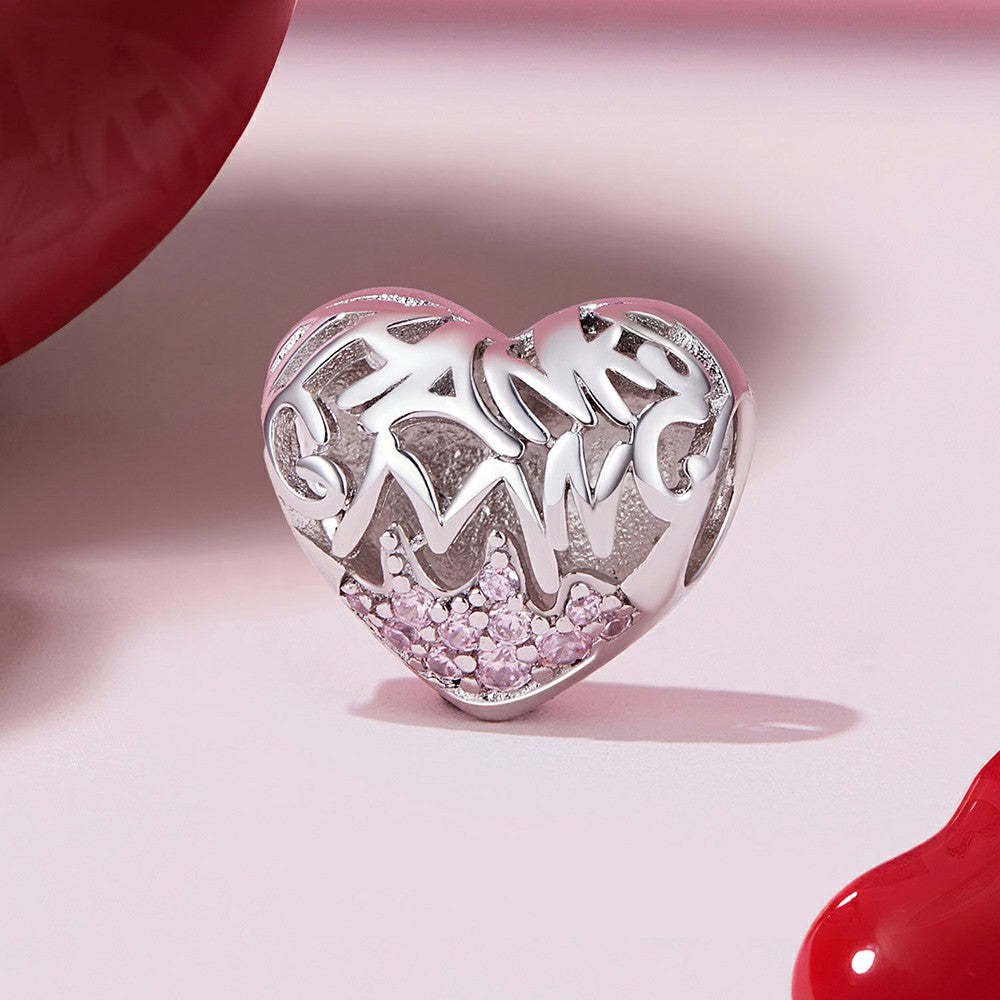 heart pattern pink diamond charm 925 sterling silver xs1956