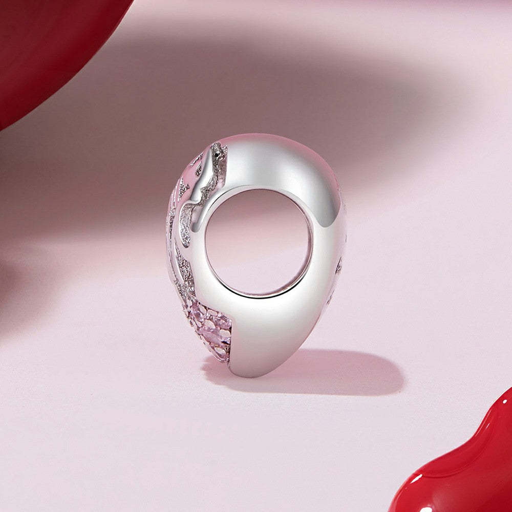heart pattern pink diamond charm 925 sterling silver xs1956
