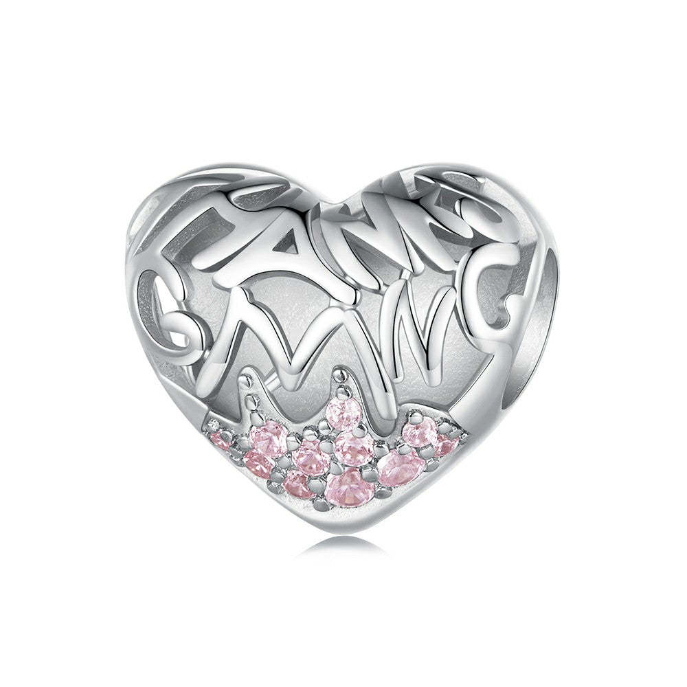 heart pattern pink diamond charm 925 sterling silver xs1956