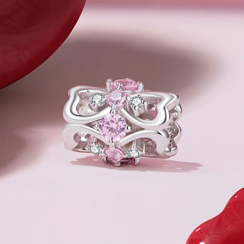 heart waist pink diamond charm 925 sterling silver xs1957
