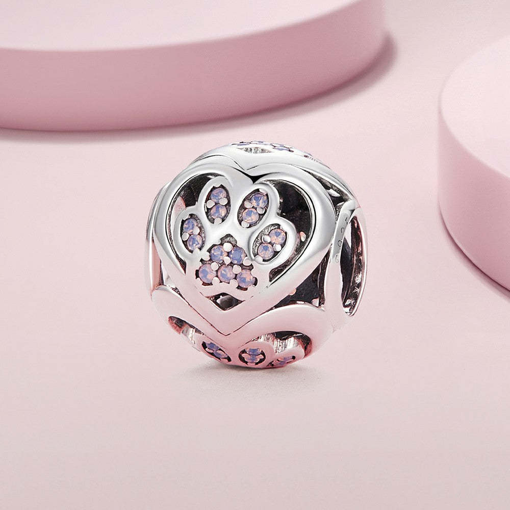 pet paw prints charm 925 sterling silver xs1969
