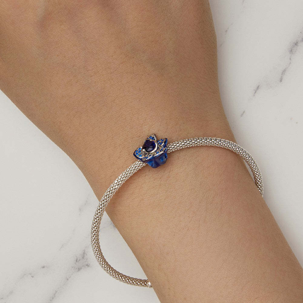 blue enchantress rose charm 925 sterling silver xs1980