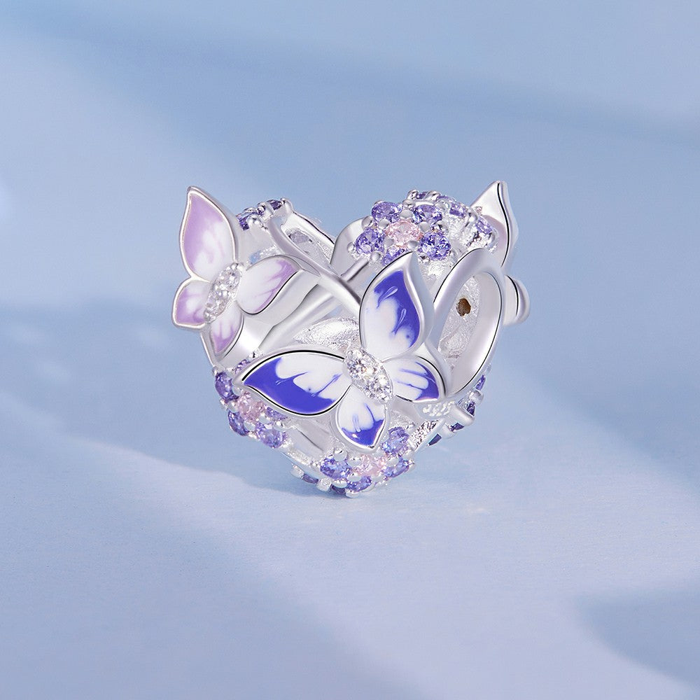 heart shaped butterfly charm 925 sterling silver xs2008