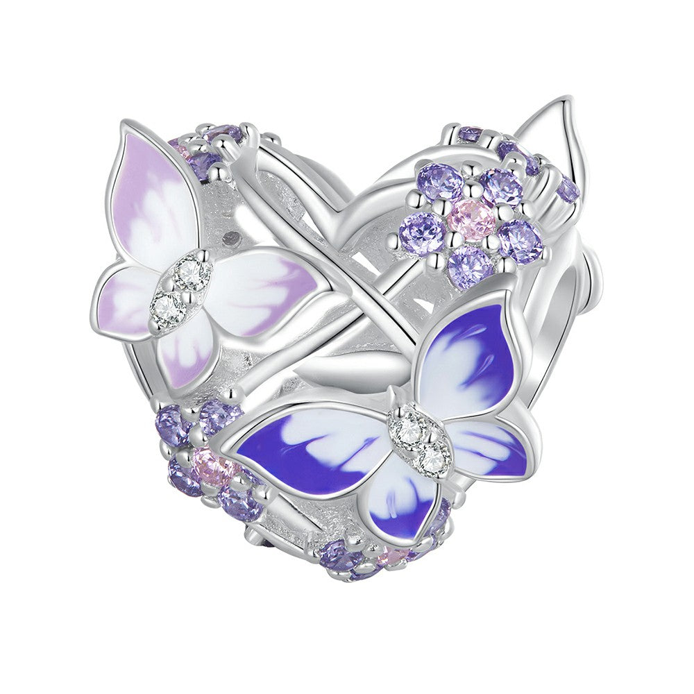 heart shaped butterfly charm 925 sterling silver xs2008