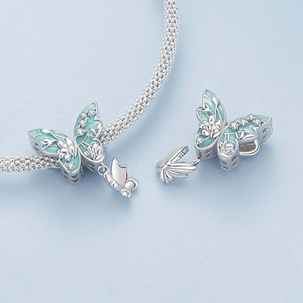 flower butterfly charm 925 sterling silver xs2066