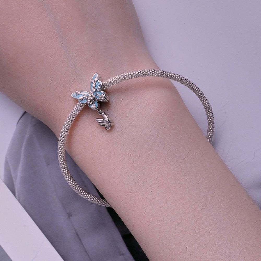 flower butterfly charm 925 sterling silver xs2066