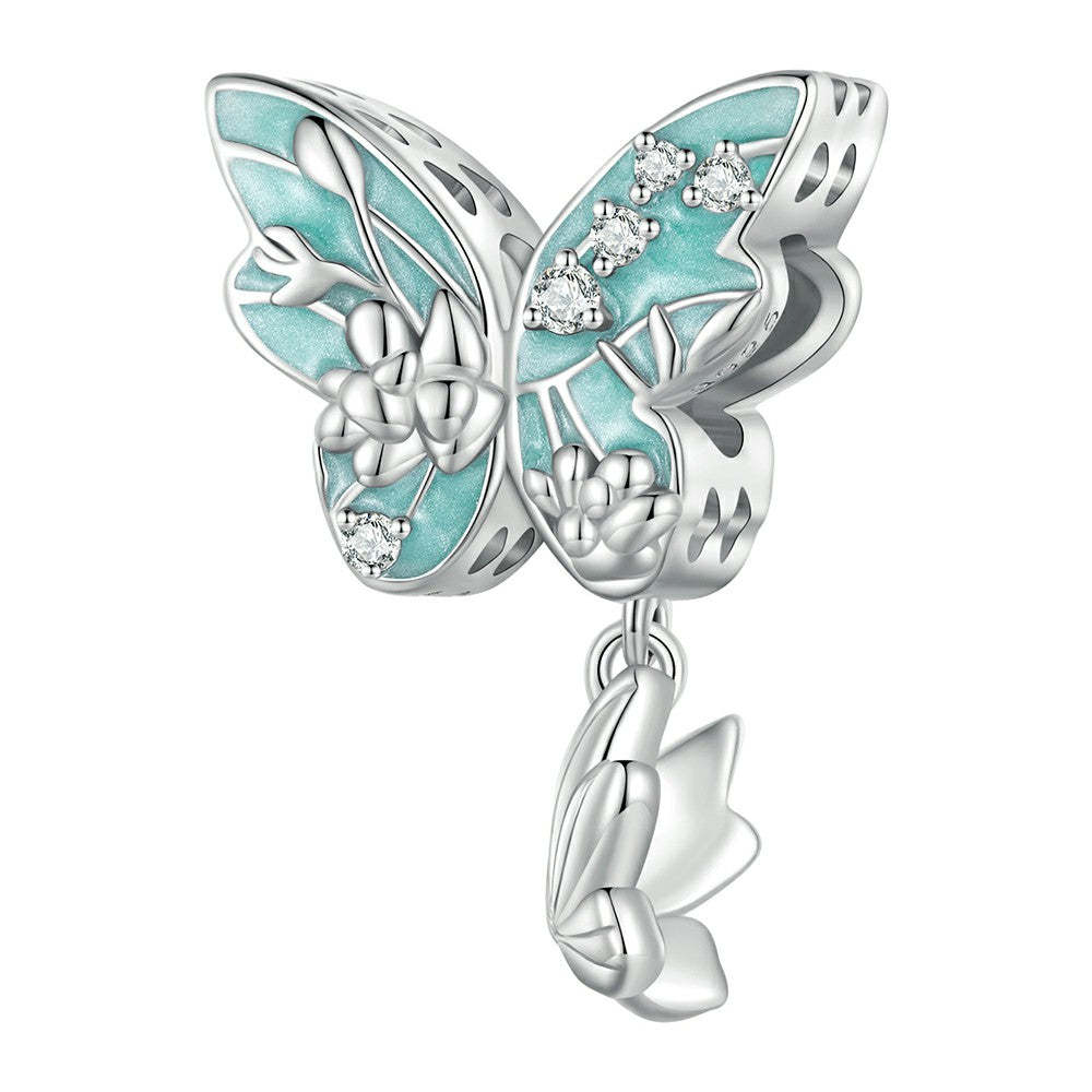 flower butterfly charm 925 sterling silver xs2066