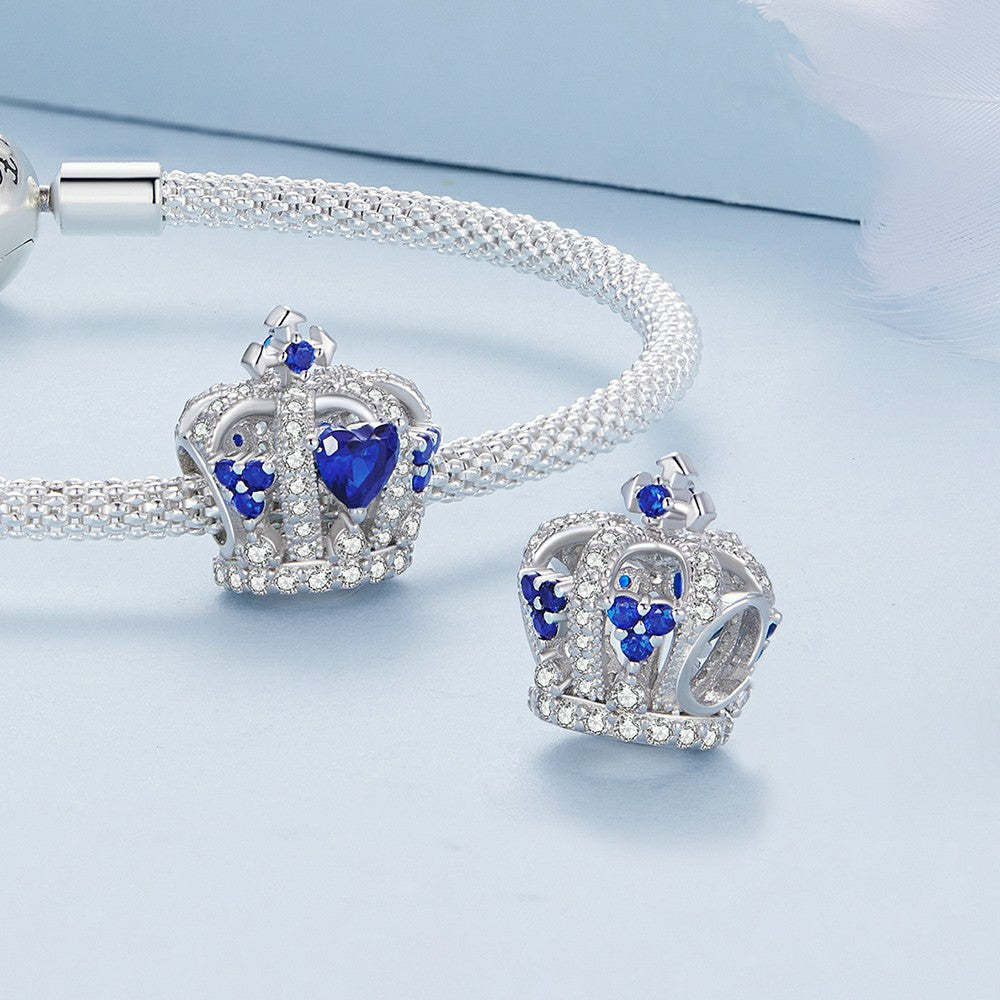 crown blue zircon charm 925 sterling silver xs2071
