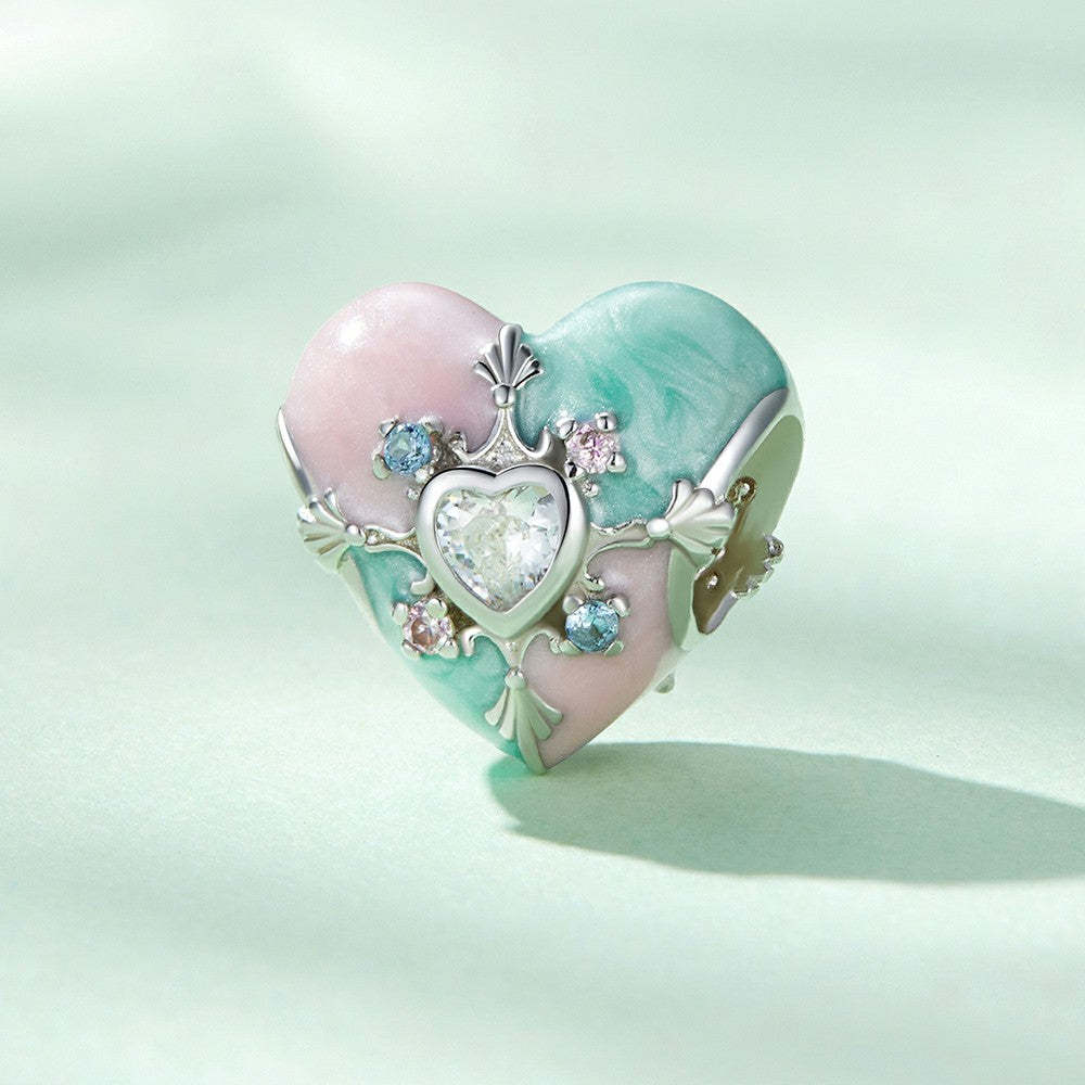 heart shaped easter colorful charm 925 sterling silver for easter xs2087