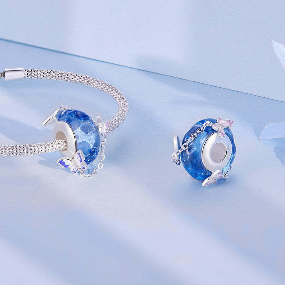 butterfly tassel blue charm 925 sterling silver xs2090