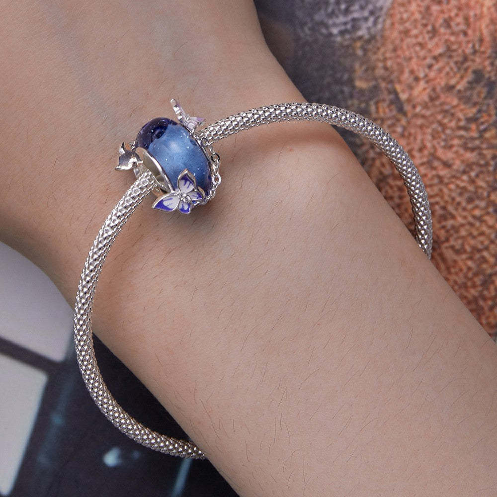 butterfly tassel blue charm 925 sterling silver xs2090
