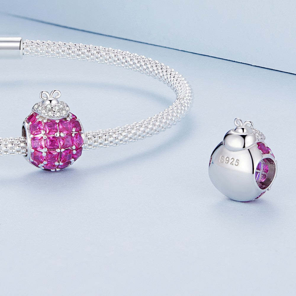ladybug deep pink charm 925 sterling silver xs2098