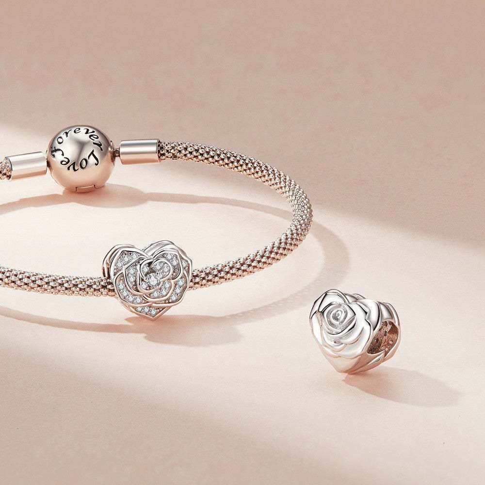 heart of rose white zircon charm 925 sterling silver xs2101