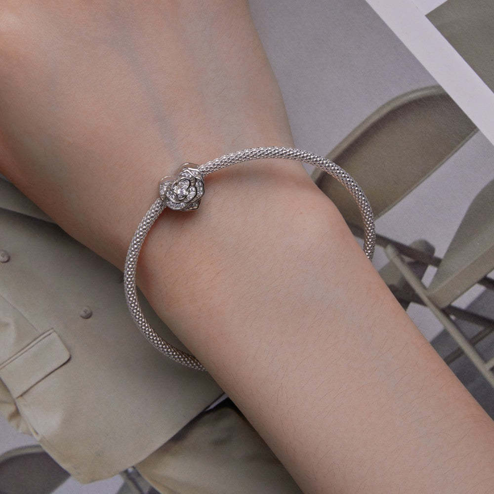 heart of rose white zircon charm 925 sterling silver xs2101