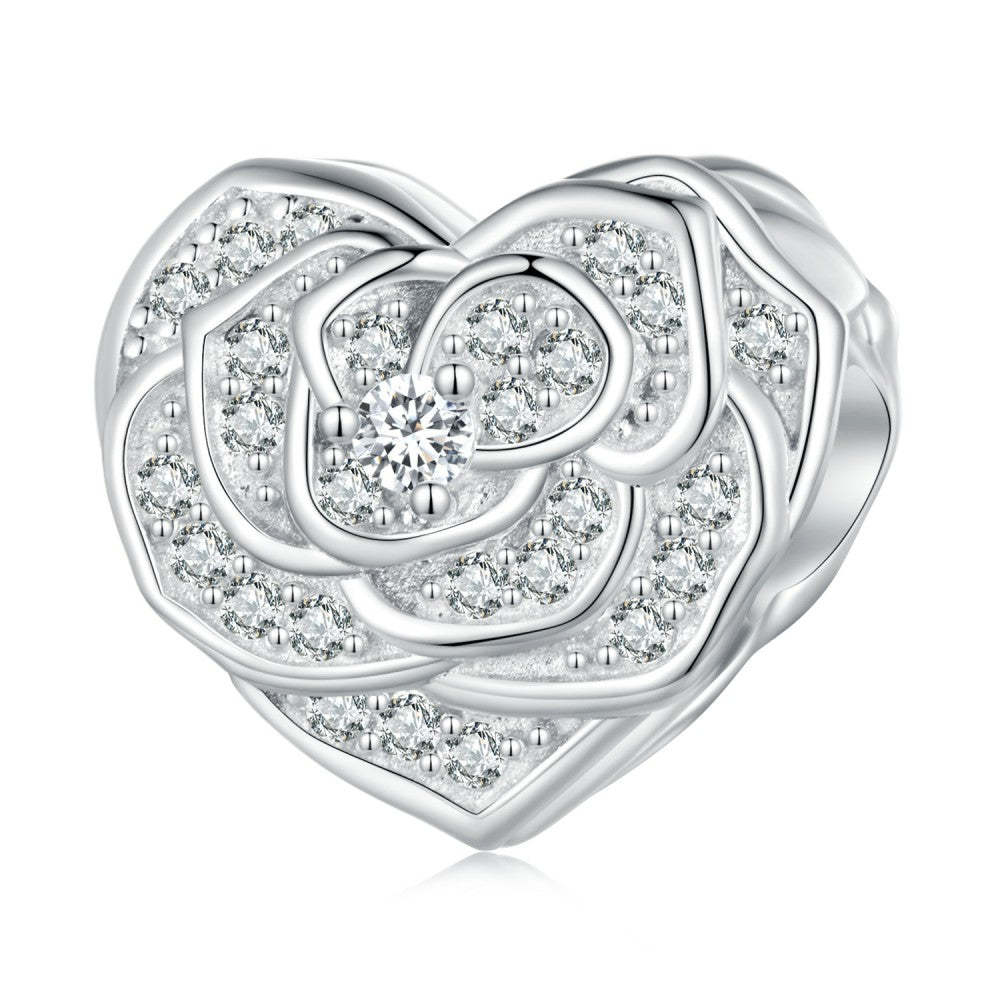 heart of rose white zircon charm 925 sterling silver xs2101