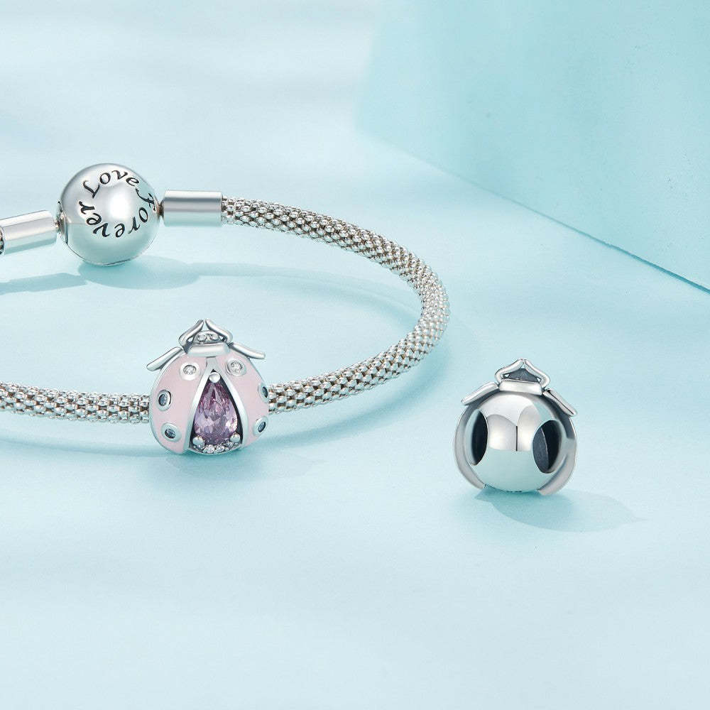 ladybug pink design charm 925 sterling silver xs2112
