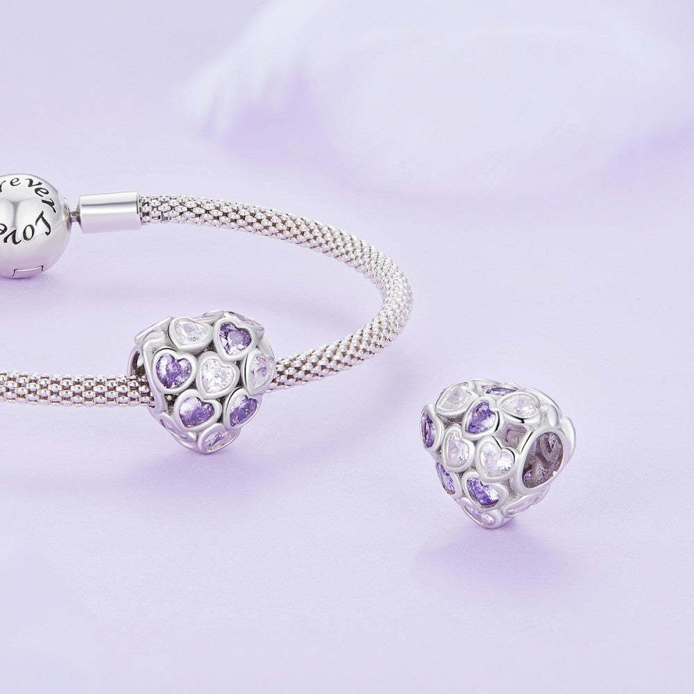 infinite love purple and white zircon charm 925 sterling silver xs2113