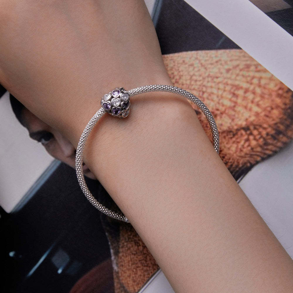 infinite love purple and white zircon charm 925 sterling silver xs2113