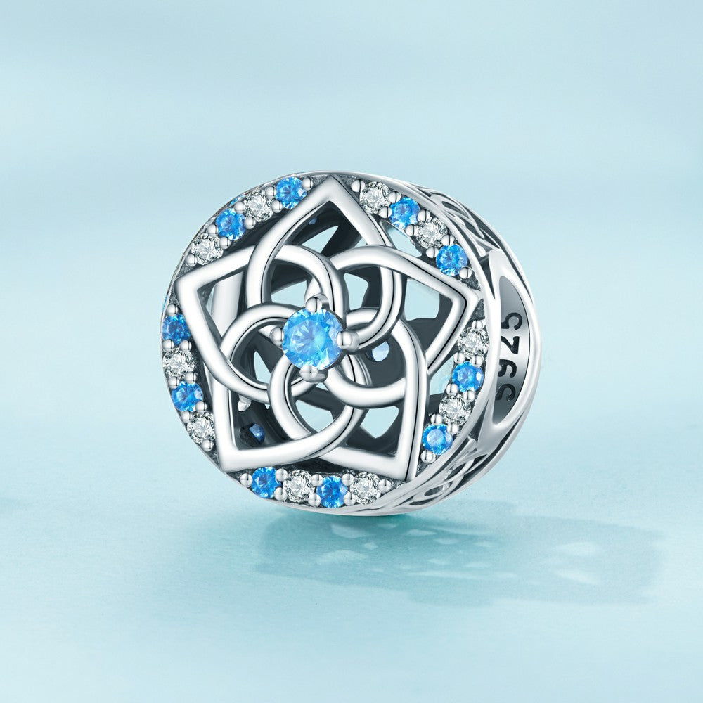 hollow flowers blue zircon decor charm 925 sterling silver xs2121