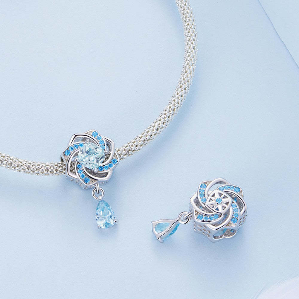 luxury zircon blue charm 925 sterling silver xs2125