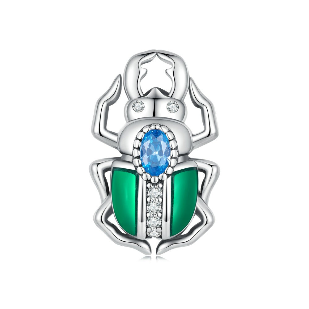 Beetle Blue Zircon Charm Silver