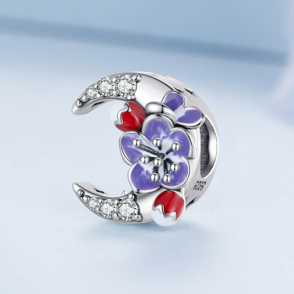 moonlight purple flower charm 925 sterling silver xs2146