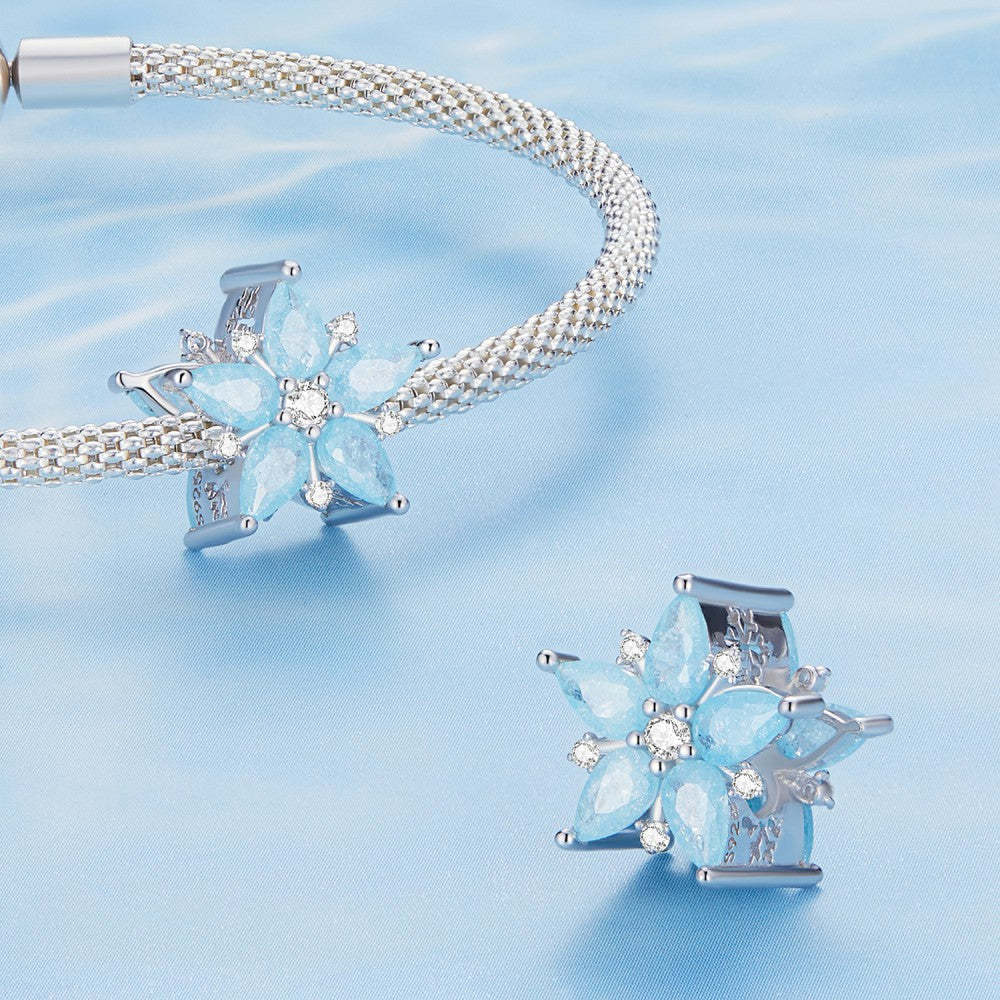 snowflake blue charm 925 sterling silver xs2148