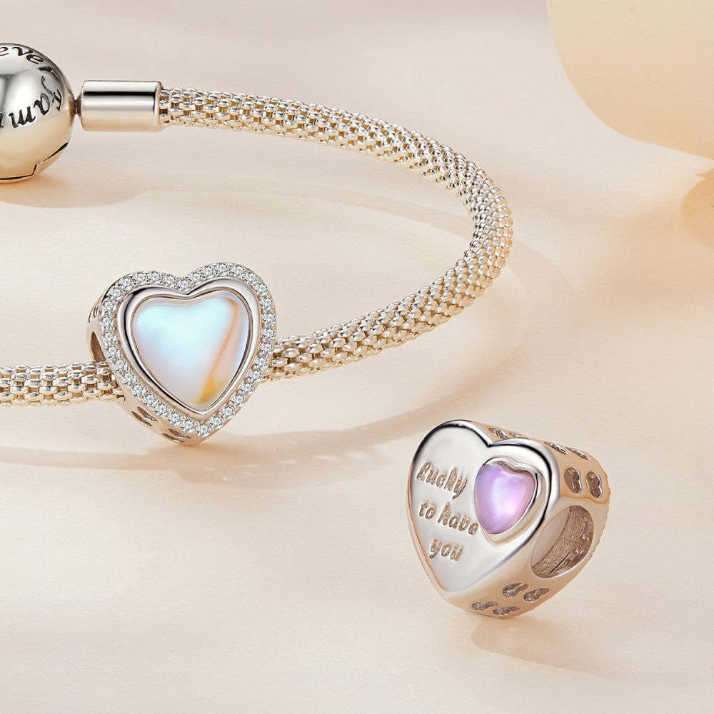 heart shaped glass colorful charm 925 sterling silver xs2150