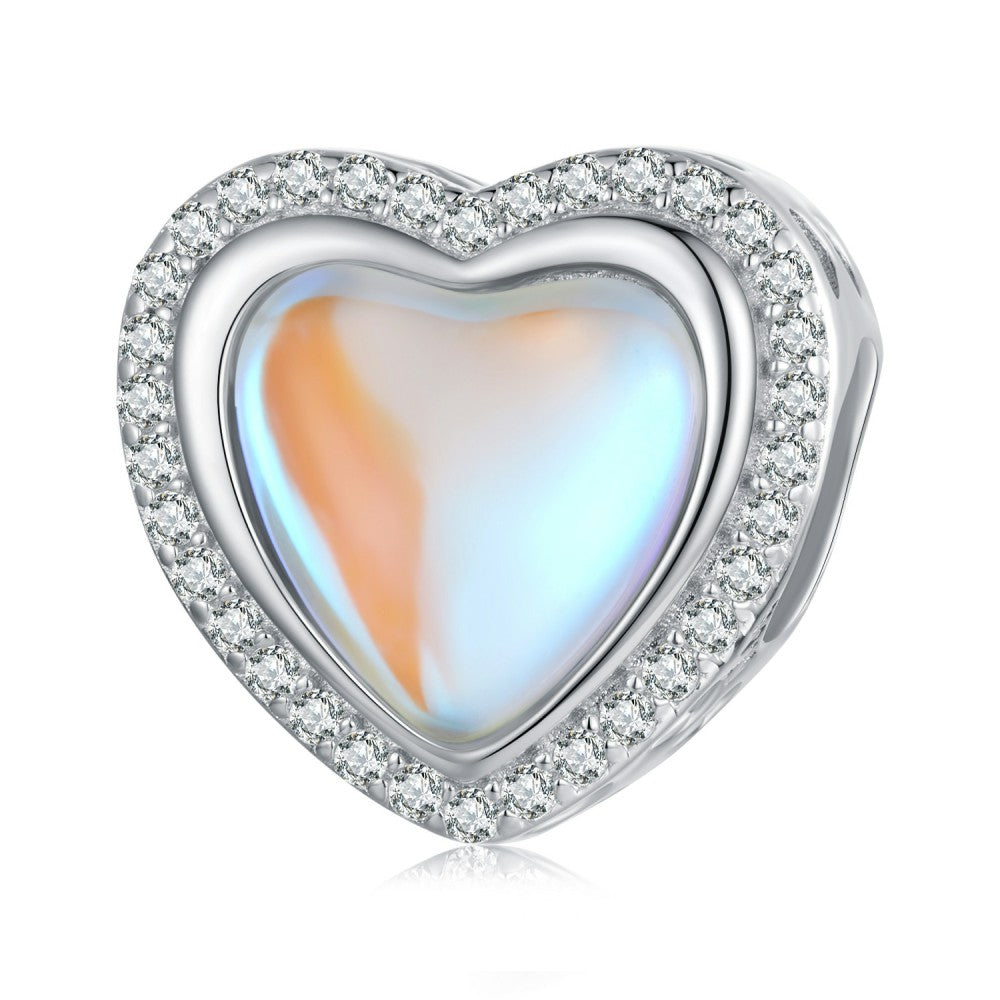 heart shaped glass colorful charm 925 sterling silver xs2150