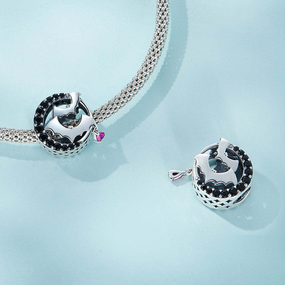 bat pink zircon charm 925 sterling silver xs2176