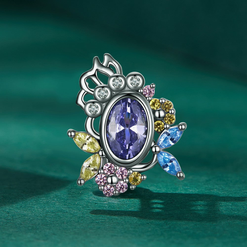 secret garden purple yellow charm 925 sterling silver xs2184