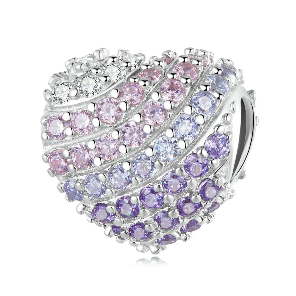 gradient heart shape pink blue charm 925 sterling silver xs2213