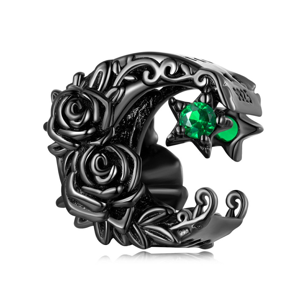 dark moonlight rose charm 925 sterling silver xs2222