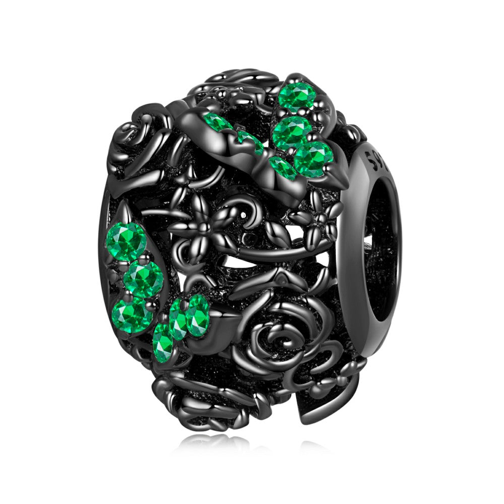 dark butterfly rose charm 925 sterling silver xs2224