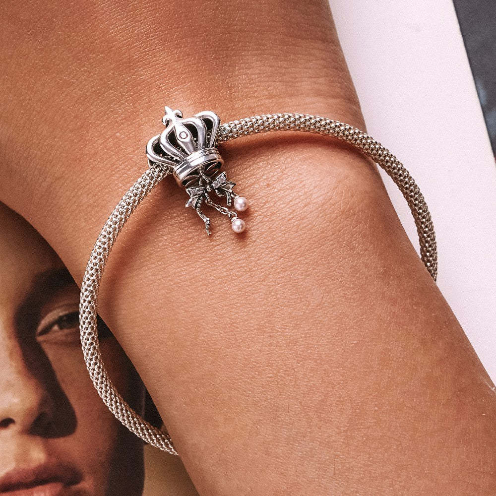 bow crown charm 925 sterling silver xs2241