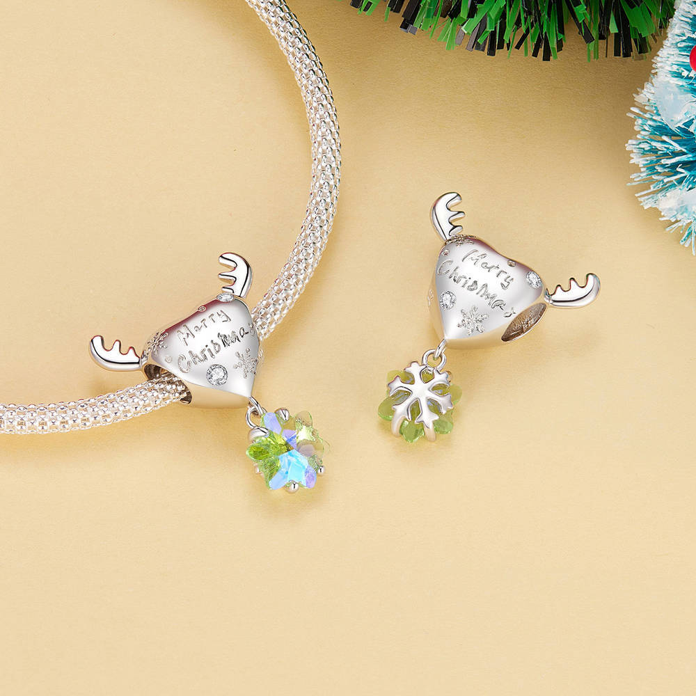Elk Snowflake Charm Silver Christmas Gifts - soufeelus