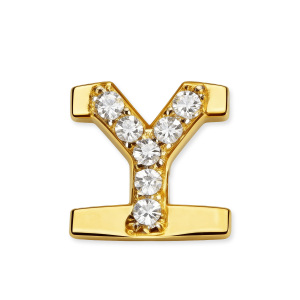 Letter With Diamond Y Charm - Gold