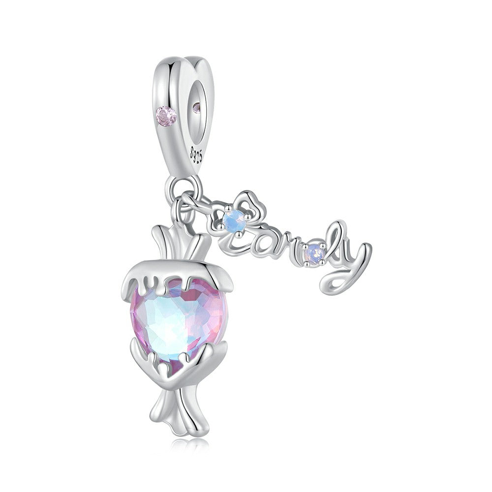 pink candy dangle charm 925 sterling silver yb2249