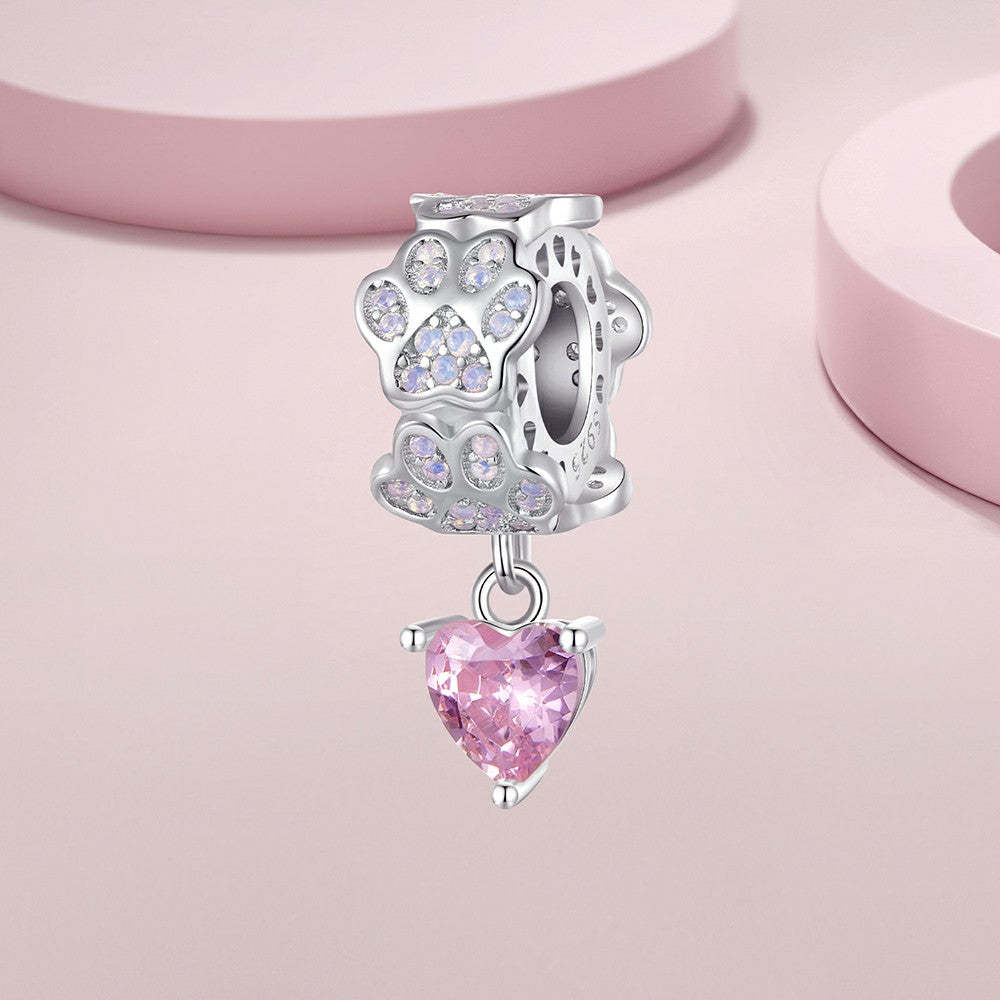 paw prints dangle charm 925 sterling silver yb2261