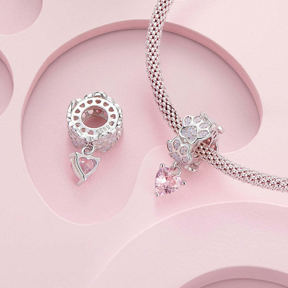 paw prints dangle charm 925 sterling silver yb2261