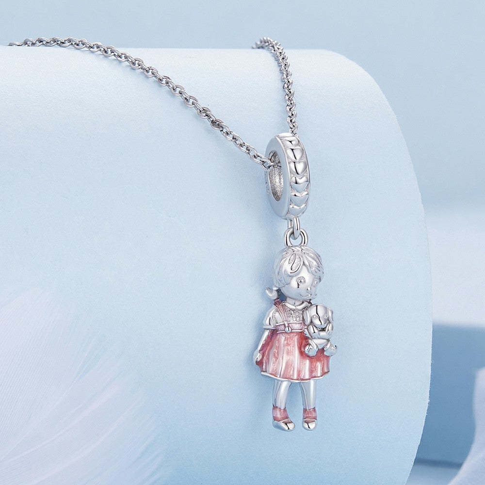 little girl dangle charm 925 sterling silver yb2289