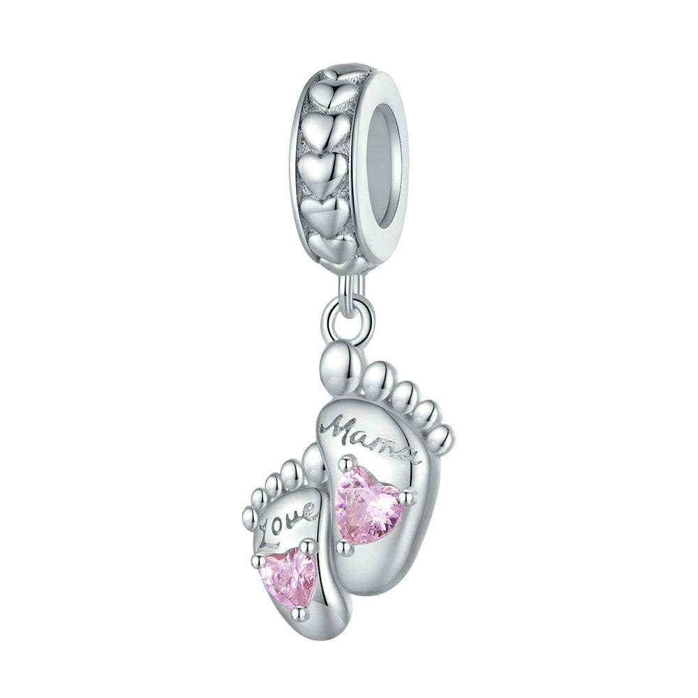 footprints of love dangle charm 925 sterling silver yb2291