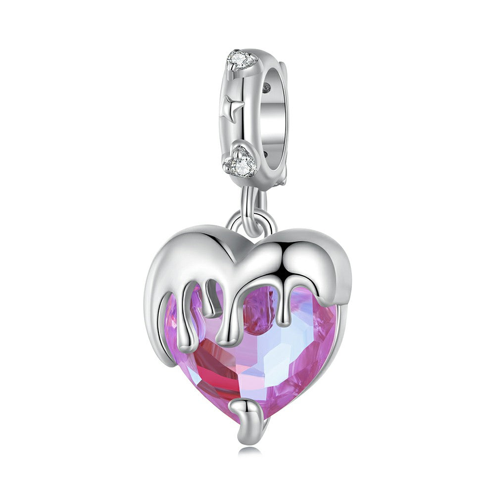 melt girls hearts dangle charm 925 sterling silver yb2292