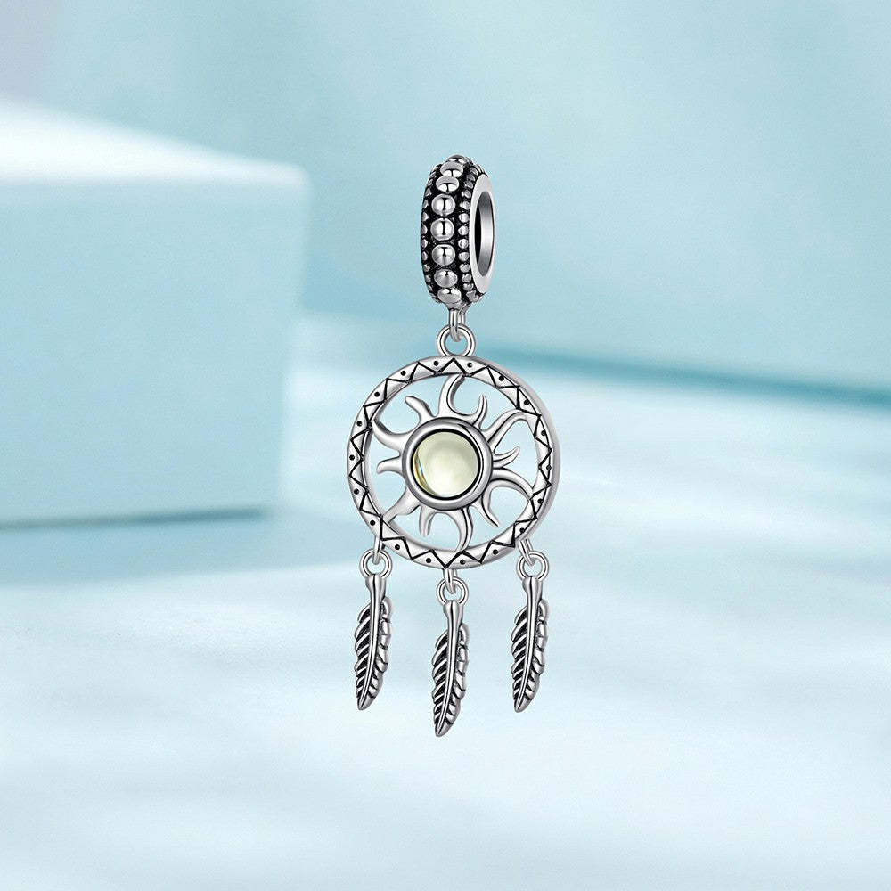 sun dream catcher dangle charm 925 sterling silver yb2315