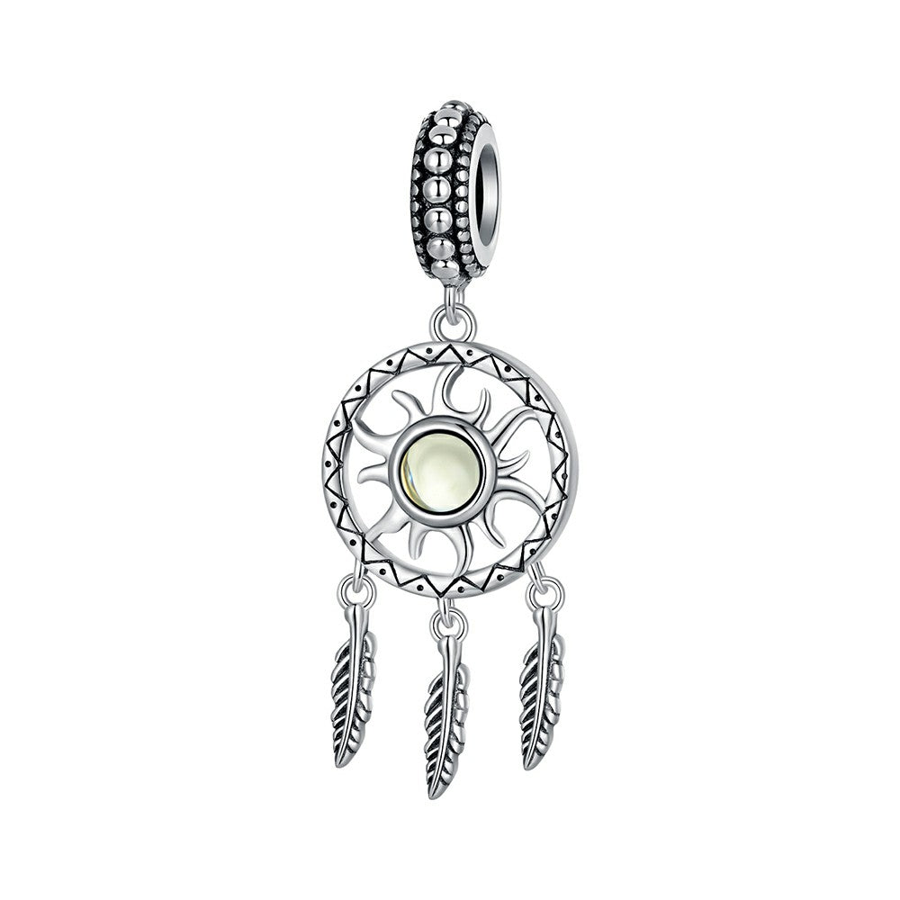 sun dream catcher dangle charm 925 sterling silver yb2315